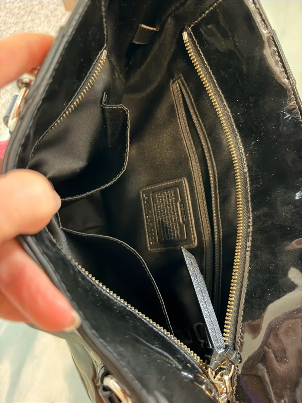 Coach Patent Leather Tote Bag with Pink Wallet